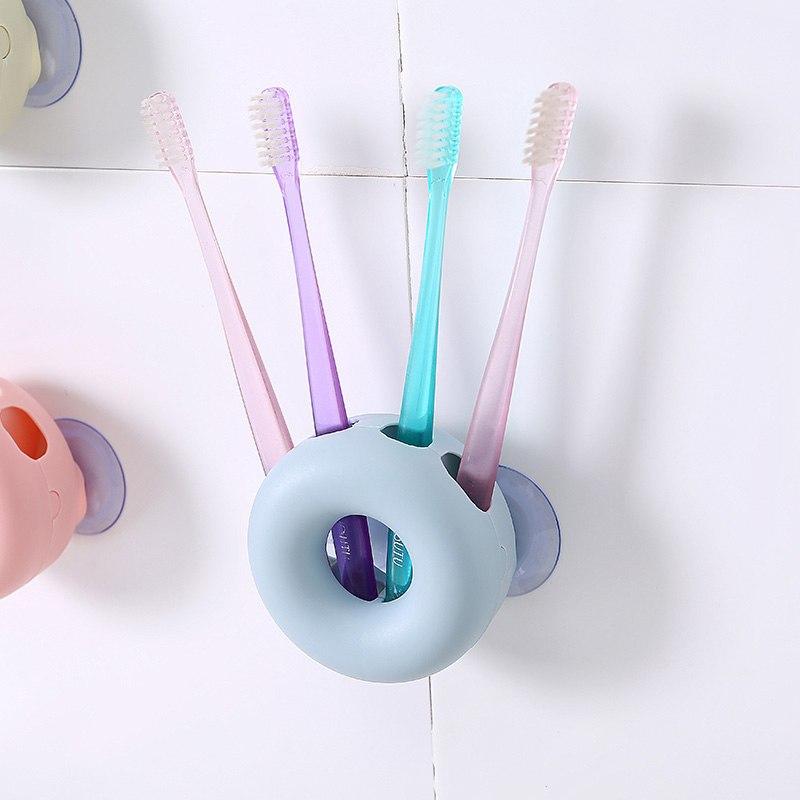 Wall Sucker Toothbrush Rack 4 Hole Bathroom Tools Holder Divider Home Organizer Accessories Supplies Gear Stuff Product