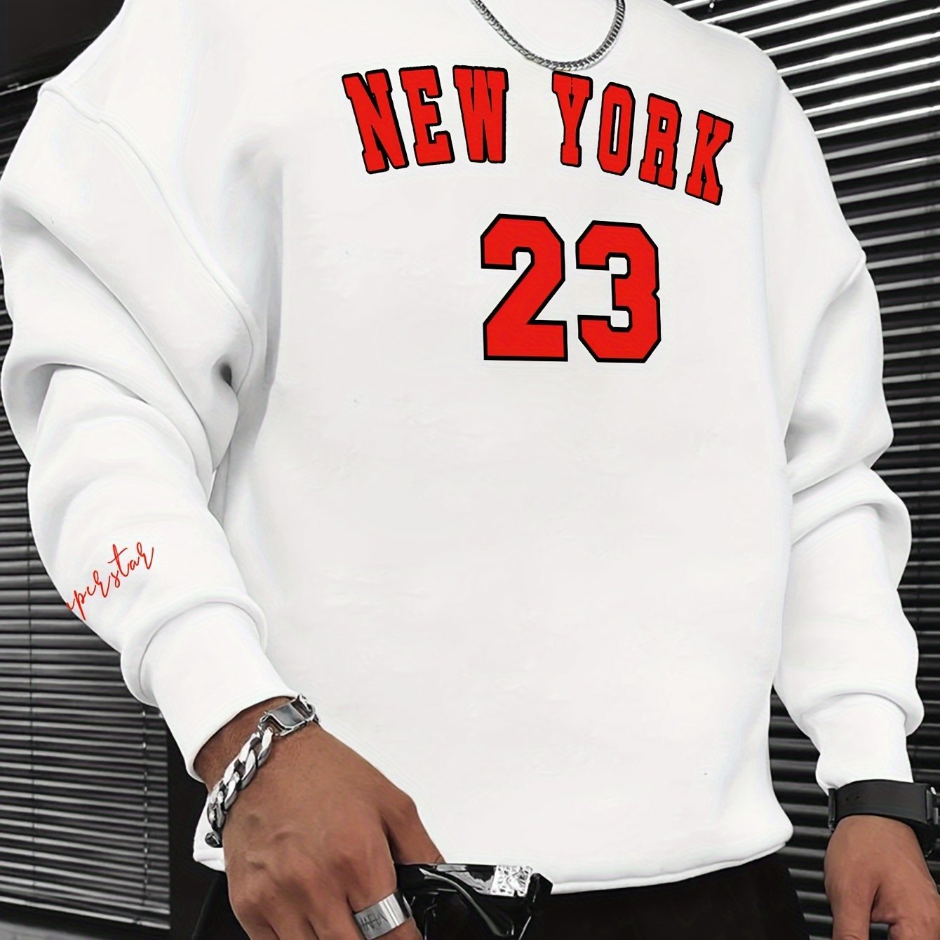 Printed Fashion Men's Casual Long Sleeve Crew Neck Sweatshirt European Size