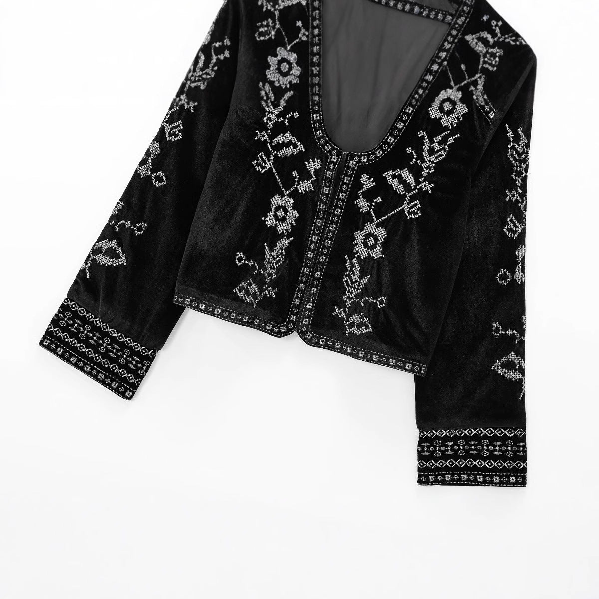 Women's Fashion Embroidered Velvet Short Jacket