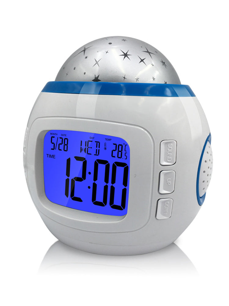 1038 Music Star Projection Clock Natural Sound Electronic Perpetual Calendar Colorful LED Alarm Clock