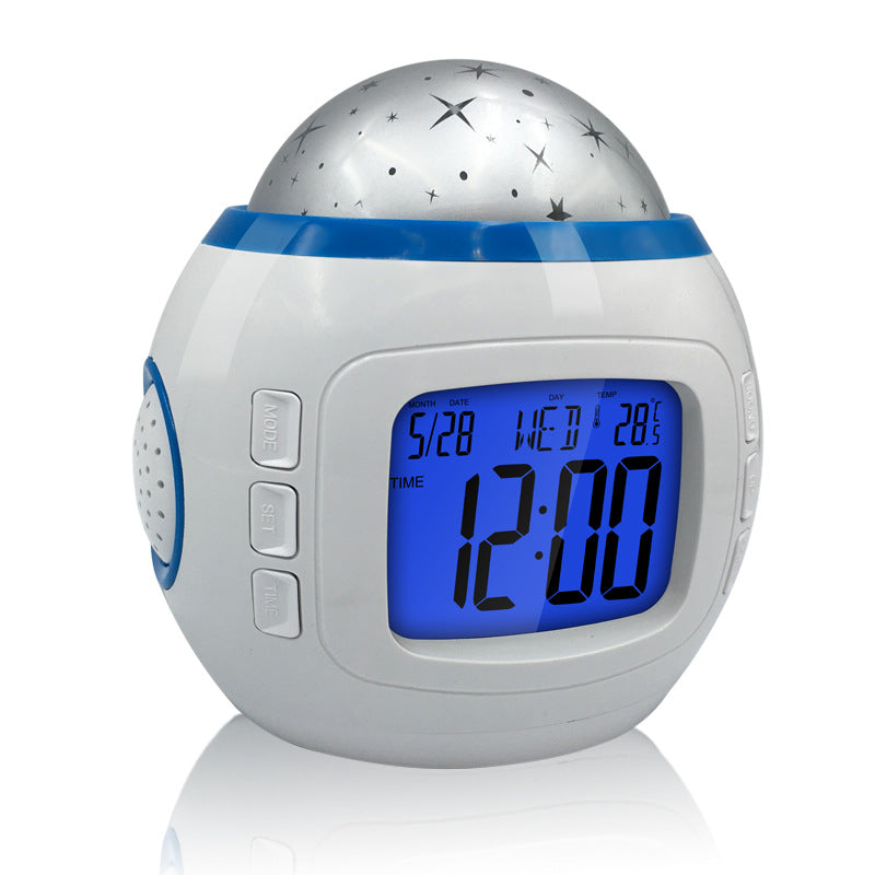 1038 Music Star Projection Clock Natural Sound Electronic Perpetual Calendar Colorful LED Alarm Clock