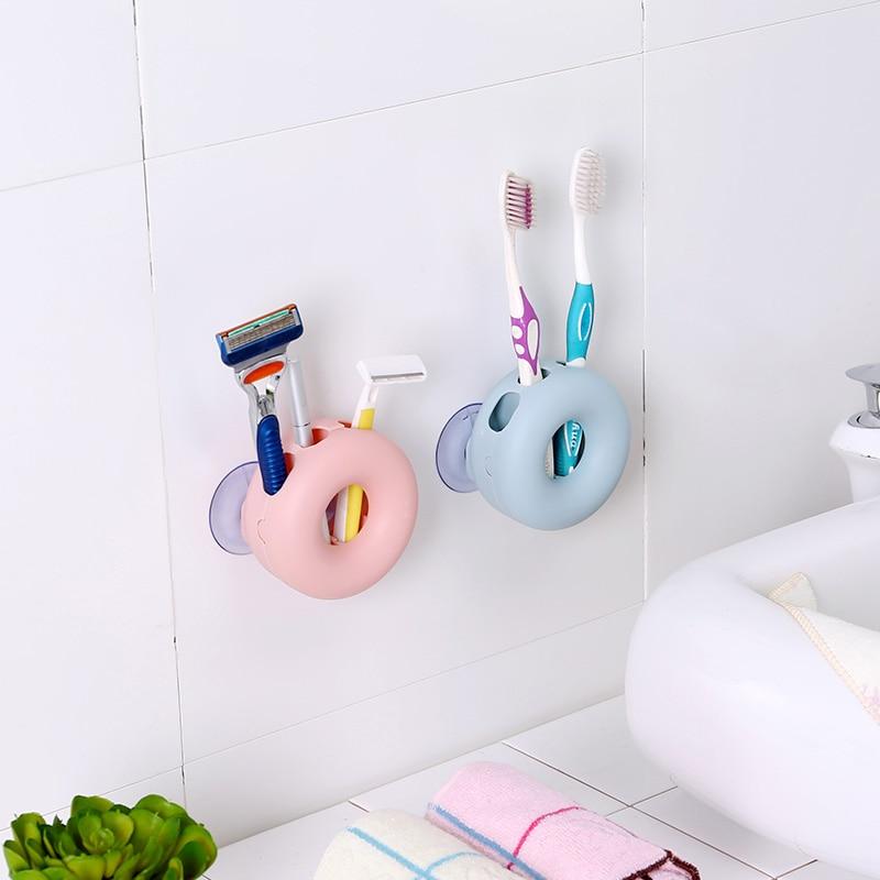 Wall Sucker Toothbrush Rack 4 Hole Bathroom Tools Holder Divider Home Organizer Accessories Supplies Gear Stuff Product