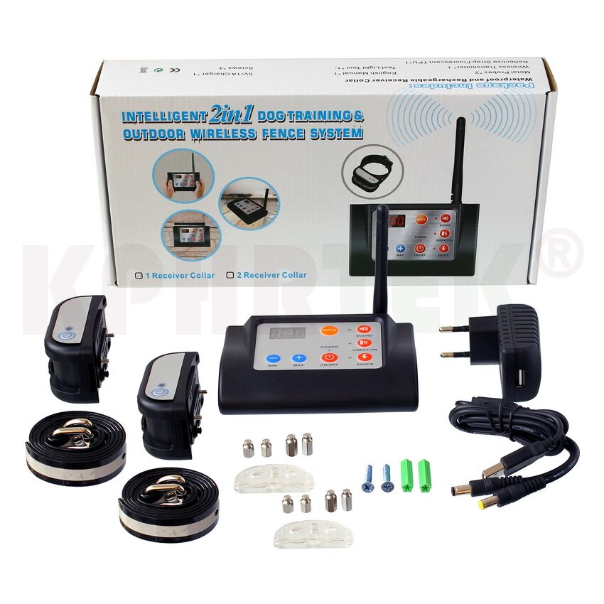 2 in 1   Wireless Electronic Dog Fence System and Dog Training Collar   Beep Shock Vibration Training  for 1/2/3 dogs 6 Sets/lot