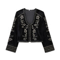 Women's Fashion Embroidered Velvet Short Jacket