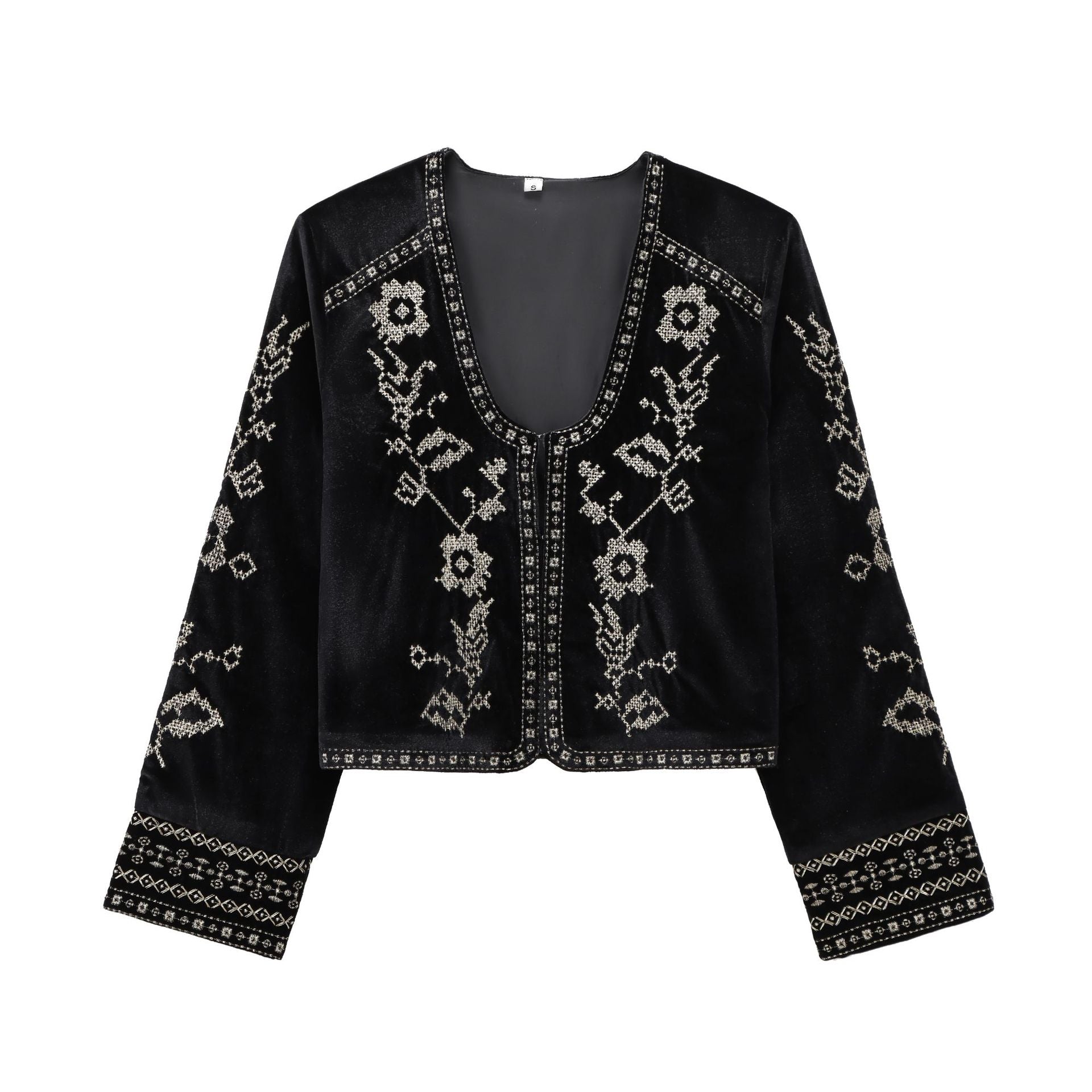 Women's Fashion Embroidered Velvet Short Jacket