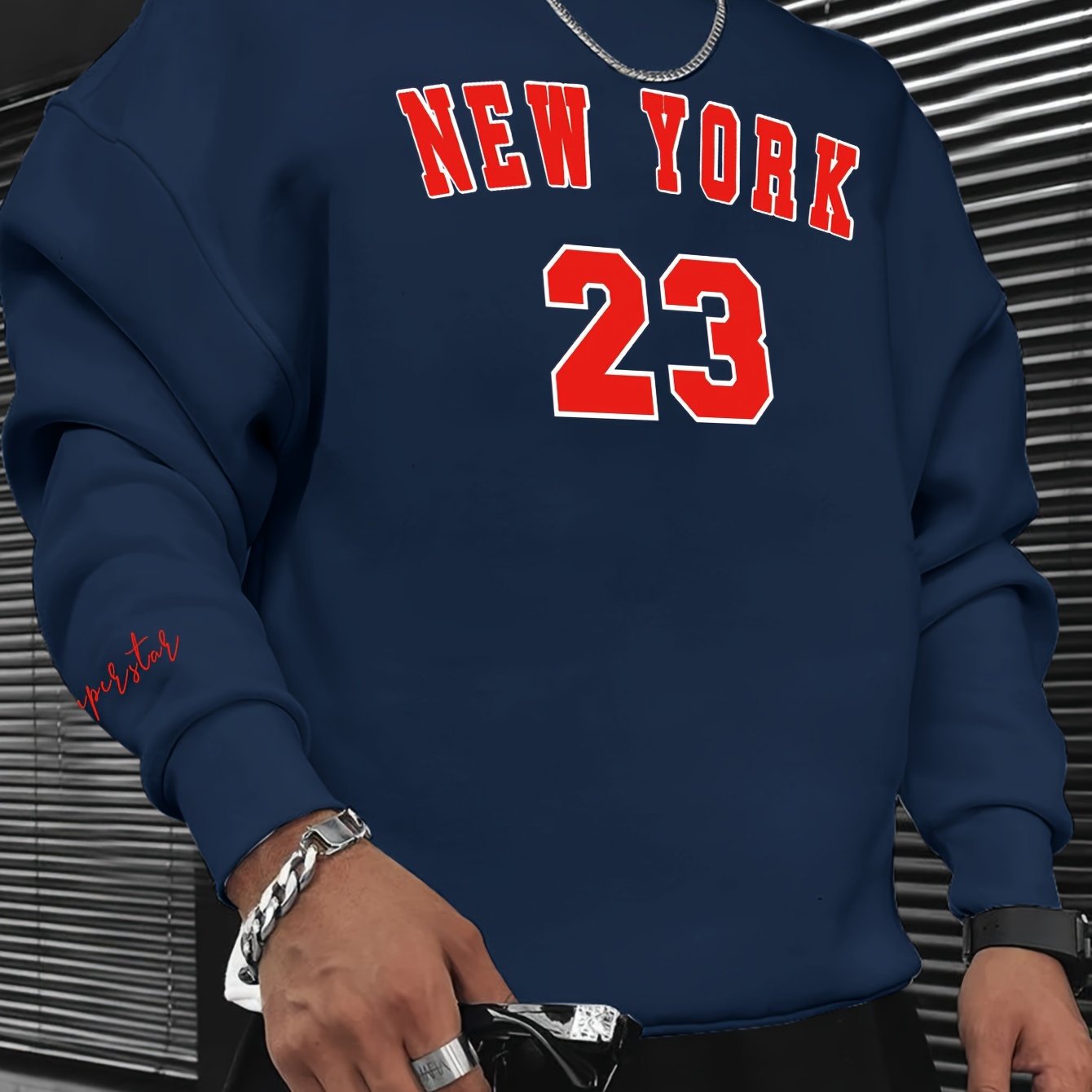 Printed Fashion Men's Casual Long Sleeve Crew Neck Sweatshirt European Size