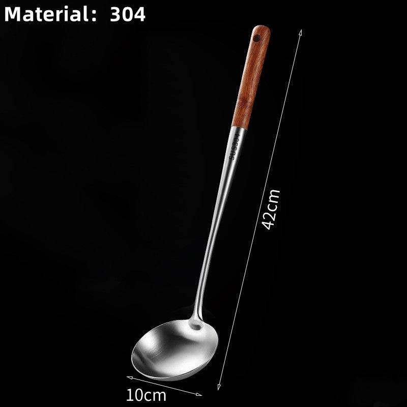 304 Stainless Steel Cooking Spatula Rosewood Long Handle Kitchenware Set Anti-Scald Cooking Spatula Spoon