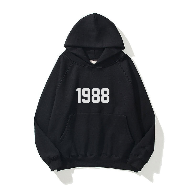 New Shoulder Sleeve Double layered Hat Double line Fashion Brand Hoodie High Street Loose Velvet 1988 Word Men's and Women's Hoodie