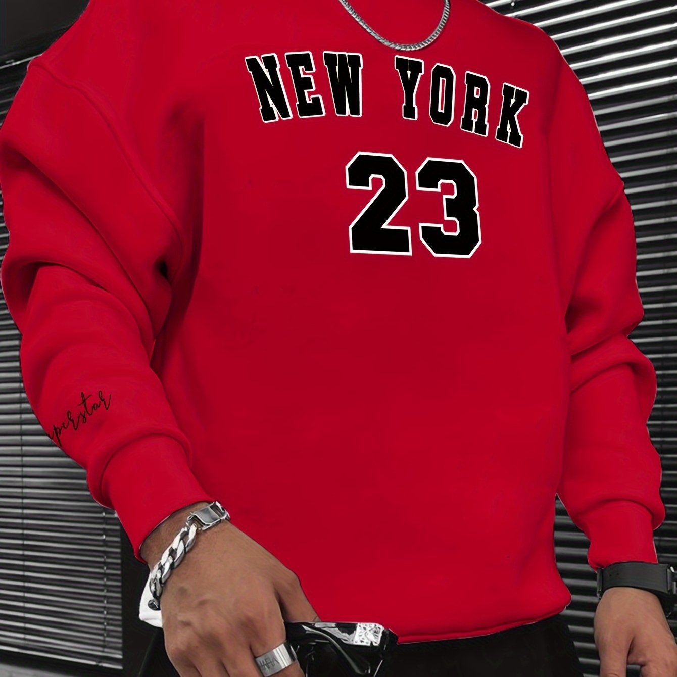 Printed Fashion Men's Casual Long Sleeve Crew Neck Sweatshirt European Size