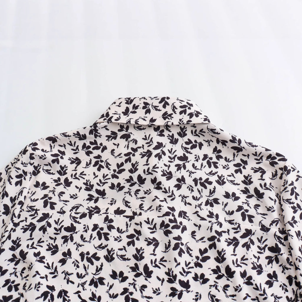 Women's Fashion Casual Waist Belt Floral Print Short Dress
