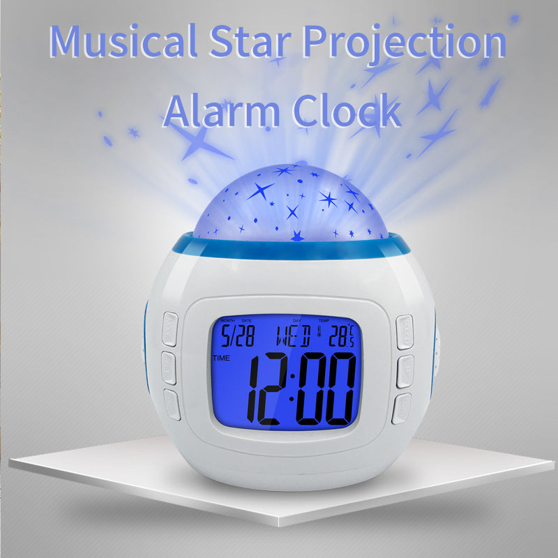 1038 Music Star Projection Clock Natural Sound Electronic Perpetual Calendar Colorful LED Alarm Clock