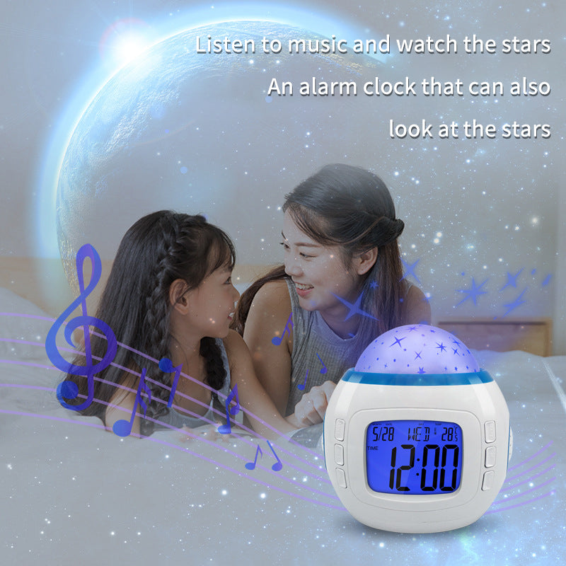 1038 Music Star Projection Clock Natural Sound Electronic Perpetual Calendar Colorful LED Alarm Clock