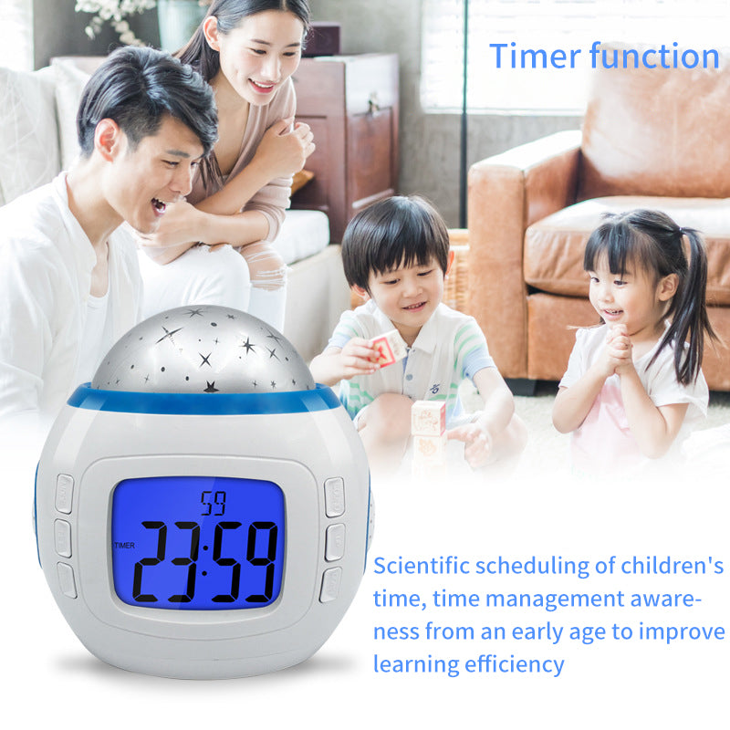 1038 Music Star Projection Clock Natural Sound Electronic Perpetual Calendar Colorful LED Alarm Clock