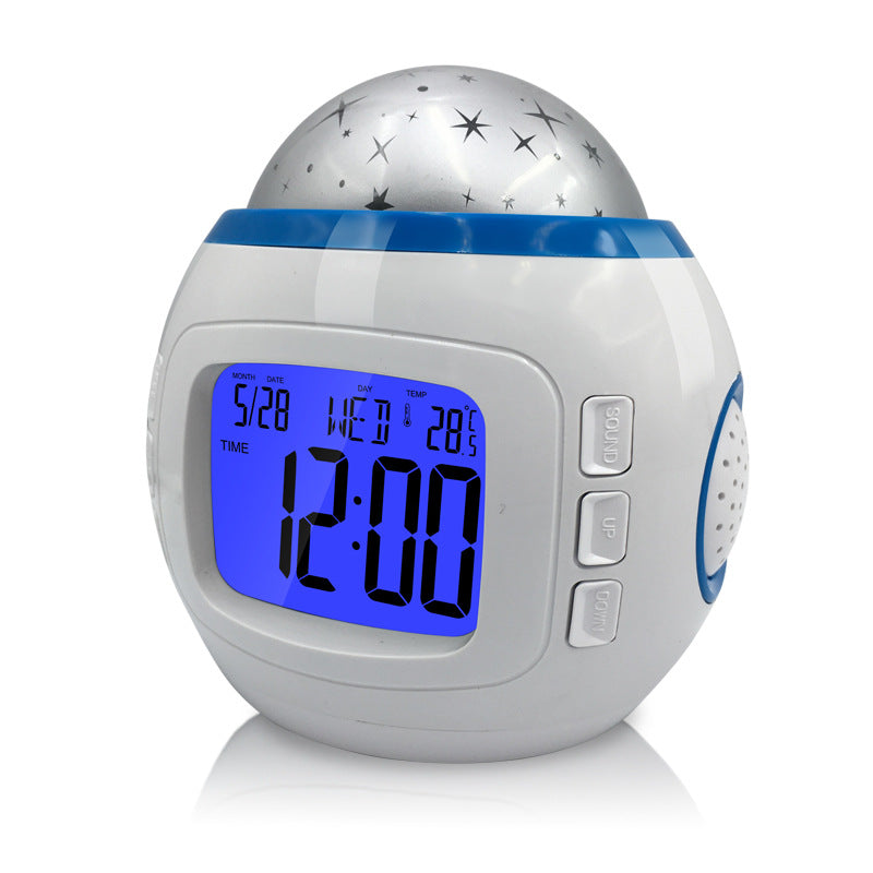 1038 Music Star Projection Clock Natural Sound Electronic Perpetual Calendar Colorful LED Alarm Clock