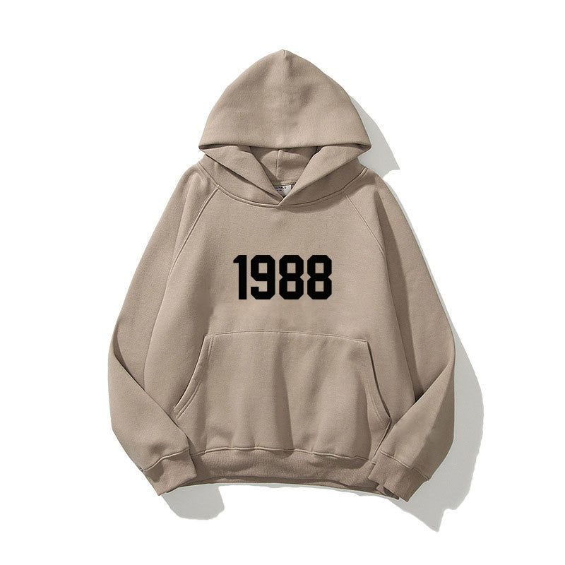 New Shoulder Sleeve Double layered Hat Double line Fashion Brand Hoodie High Street Loose Velvet 1988 Word Men's and Women's Hoodie