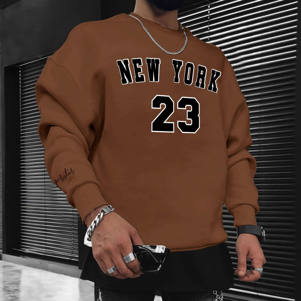 Printed Fashion Men's Casual Long Sleeve Crew Neck Sweatshirt European Size