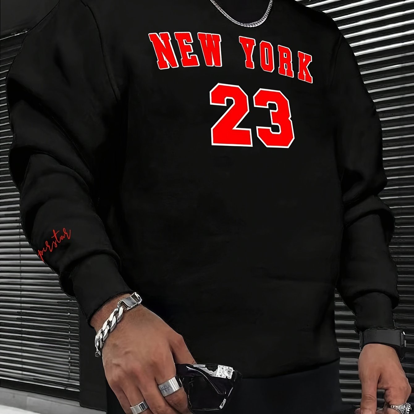 Printed Fashion Men's Casual Long Sleeve Crew Neck Sweatshirt European Size