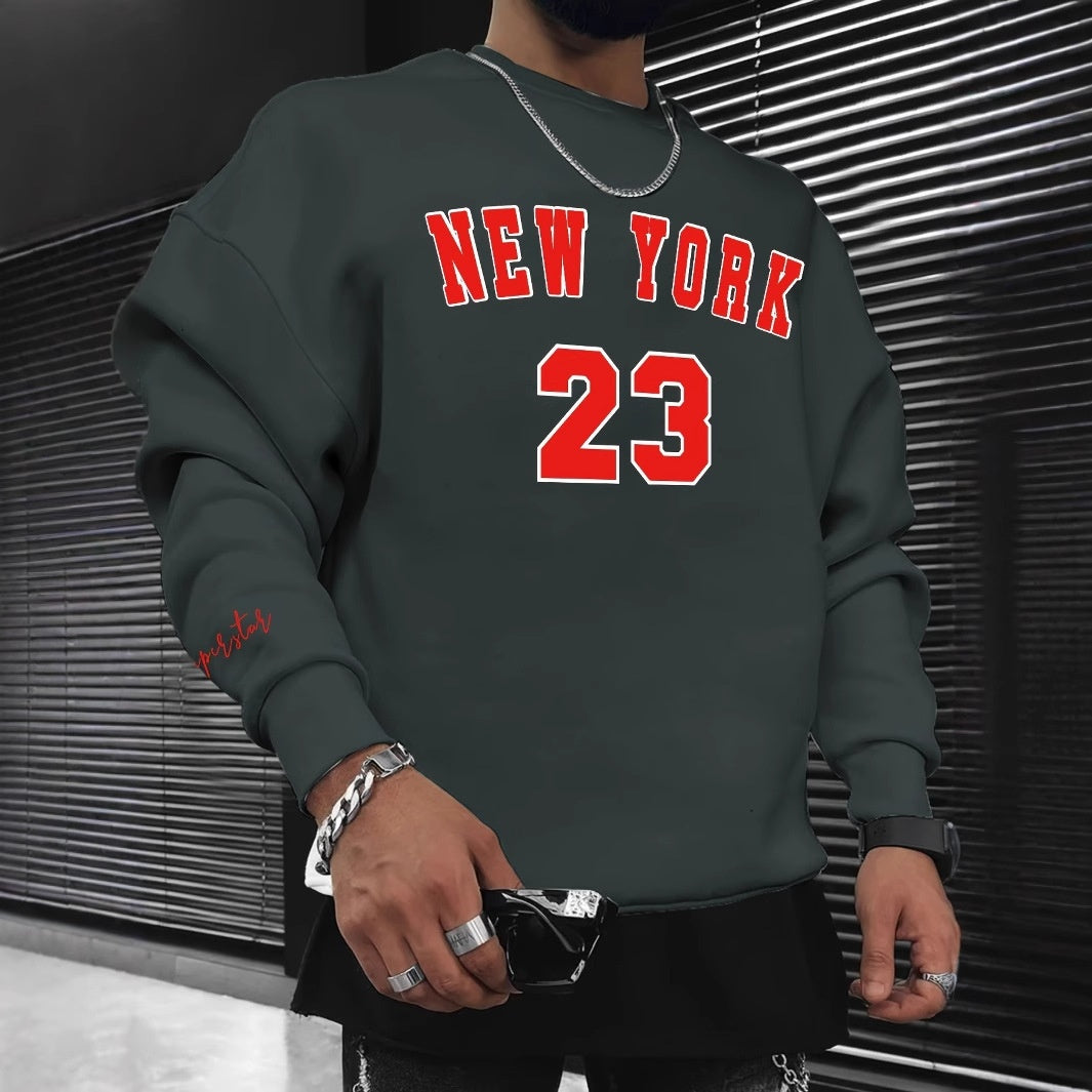 Printed Fashion Men's Casual Long Sleeve Crew Neck Sweatshirt European Size