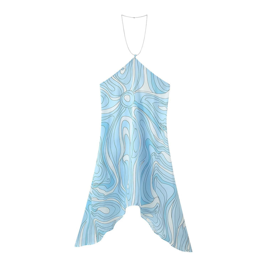 Women's Fashion Sexy Printed Chain Halter Dress