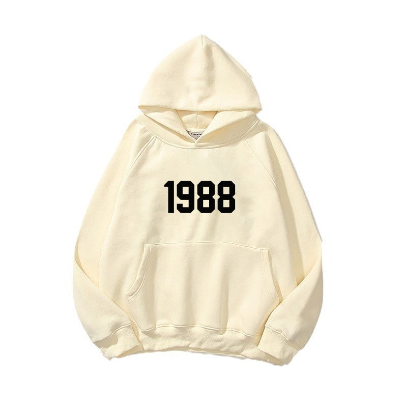 New Shoulder Sleeve Double layered Hat Double line Fashion Brand Hoodie High Street Loose Velvet 1988 Word Men's and Women's Hoodie