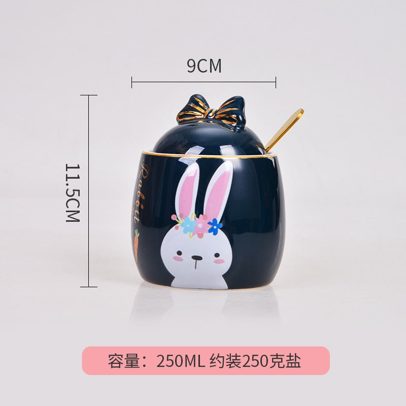 Lovely design cartoon  kitchenware 3 pieces ceramic spice jar set for gift