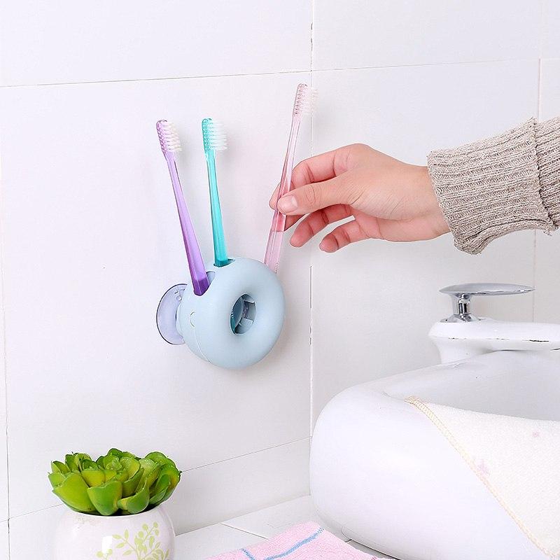 Wall Sucker Toothbrush Rack 4 Hole Bathroom Tools Holder Divider Home Organizer Accessories Supplies Gear Stuff Product