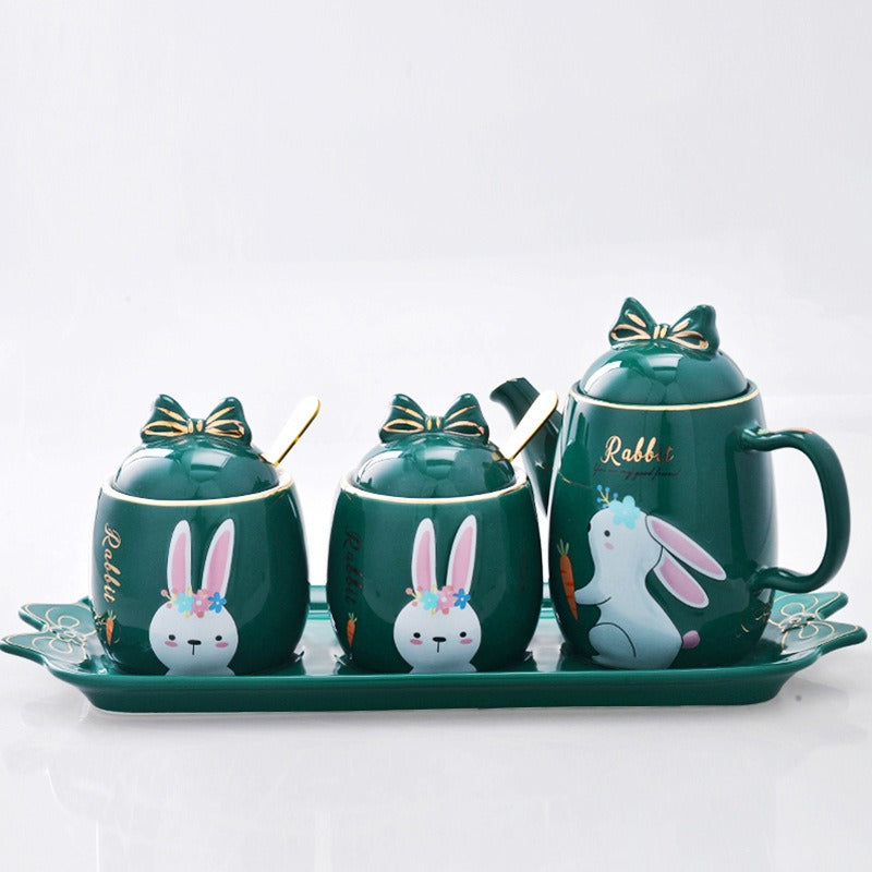 Lovely design cartoon  kitchenware 3 pieces ceramic spice jar set for gift