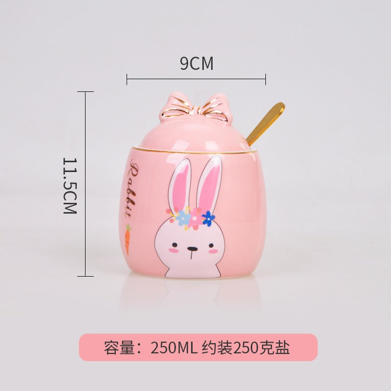 Lovely design cartoon  kitchenware 3 pieces ceramic spice jar set for gift
