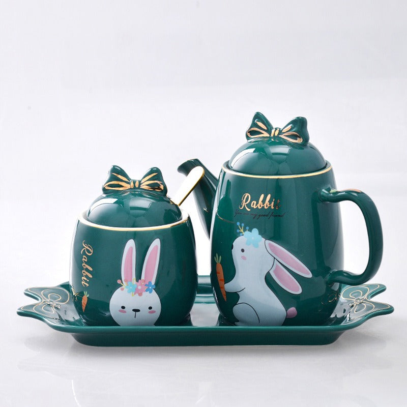 Lovely design cartoon  kitchenware 3 pieces ceramic spice jar set for gift
