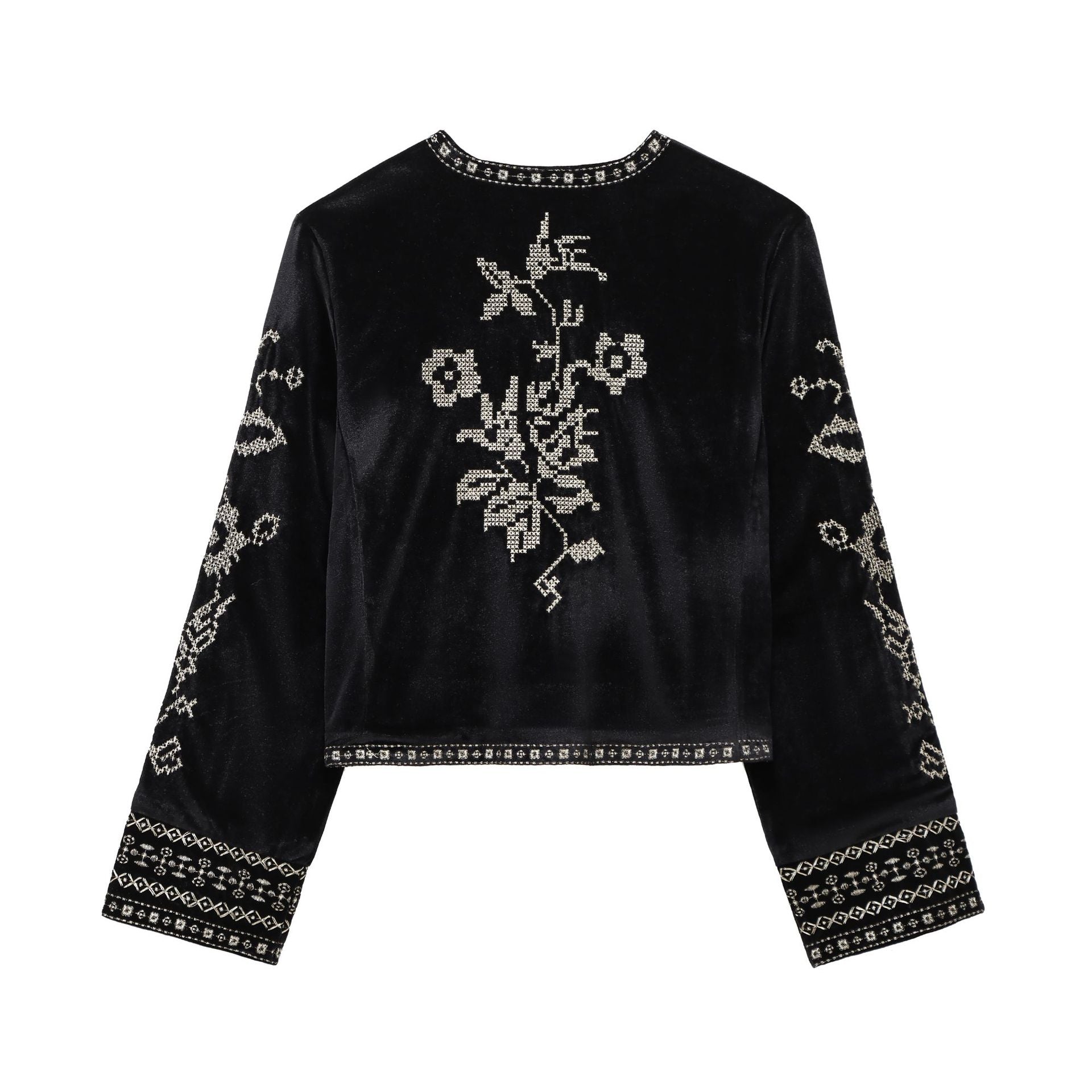 Women's Fashion Embroidered Velvet Short Jacket