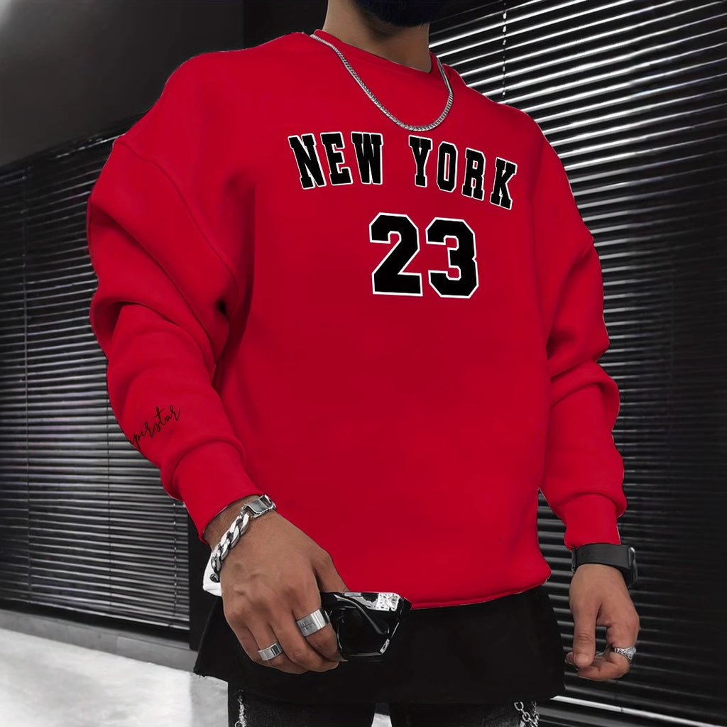 Printed Fashion Men's Casual Long Sleeve Crew Neck Sweatshirt European Size