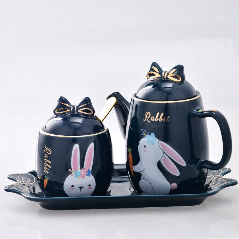 Lovely design cartoon  kitchenware 3 pieces ceramic spice jar set for gift