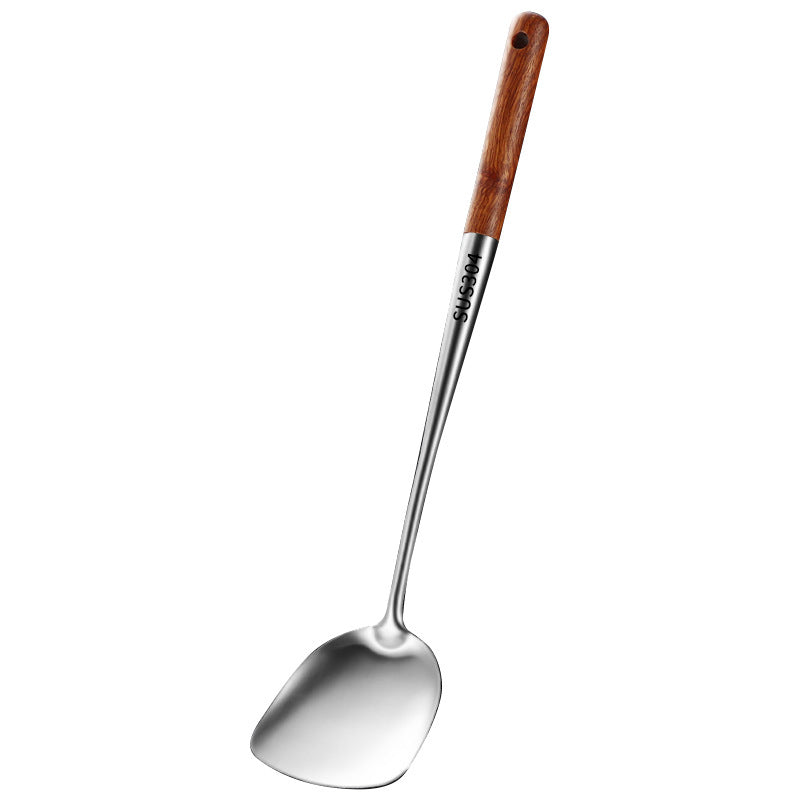304 Stainless Steel Cooking Spatula Rosewood Long Handle Kitchenware Set Anti-Scald Cooking Spatula Spoon