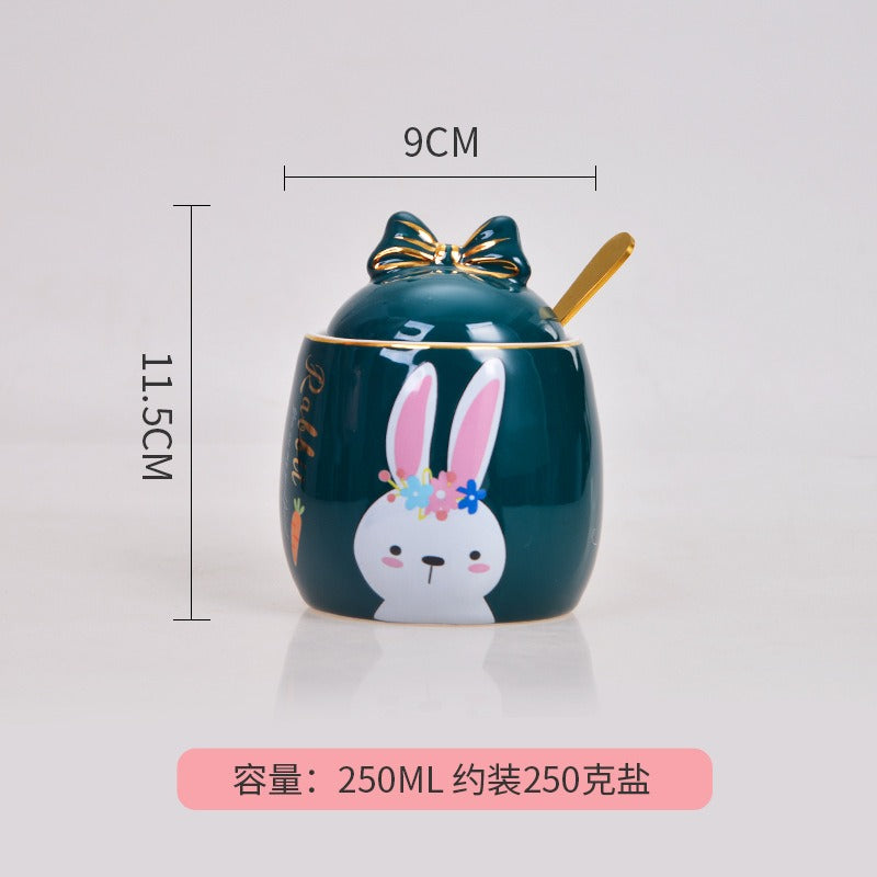 Lovely design cartoon  kitchenware 3 pieces ceramic spice jar set for gift